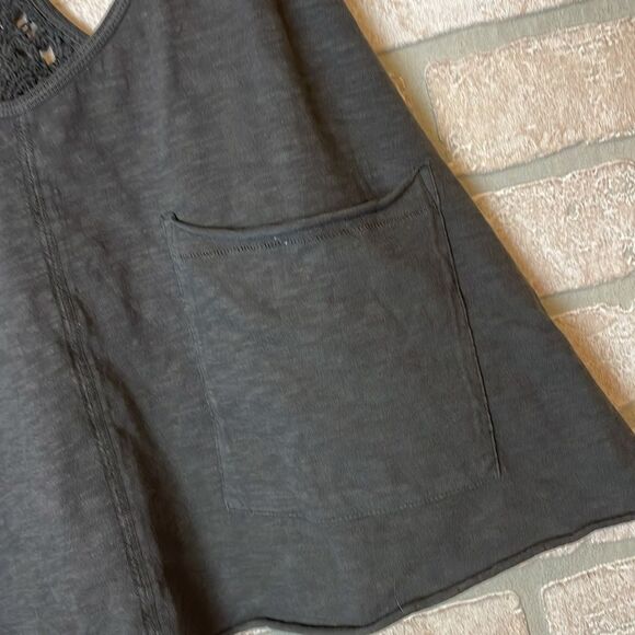 NWT Aerie cropped gray tank top crochet back size XL - Picture 2 of 10
